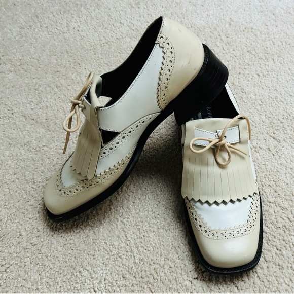 VINTAGE KENNETH COLE WOMEN'S OXFORD BROGUES MENSWEAR TASSLE LACE UP SHOES 1980s - Picture 1 of 11